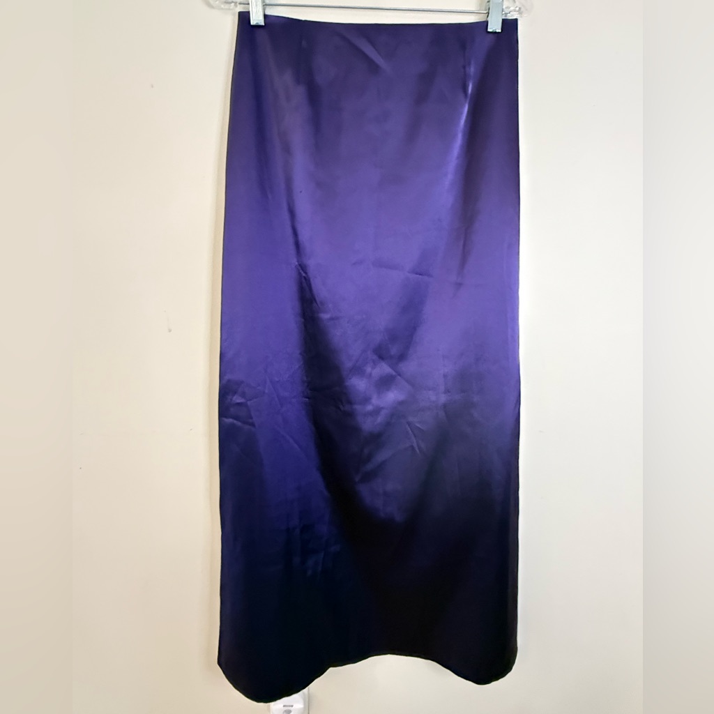 Purple Satin Maxi Skirt Chic Elegant Handmade Sz M